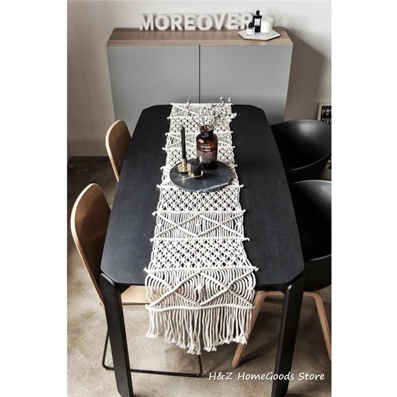 

30x180CM Macrame Hollow Out Table Runner Boho Decoration Nordic Style Bohemian Wedding Home Decor Tassels Woven Handmade Gift