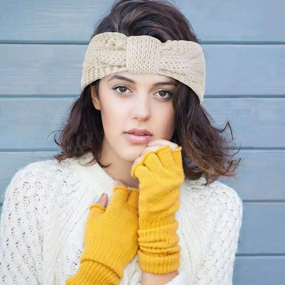New in Plush Thick Wool Knitting Sports Headband Autumn Ear Protection Ear Warmer Women Thermal Insulation Cold Proof Head Cover