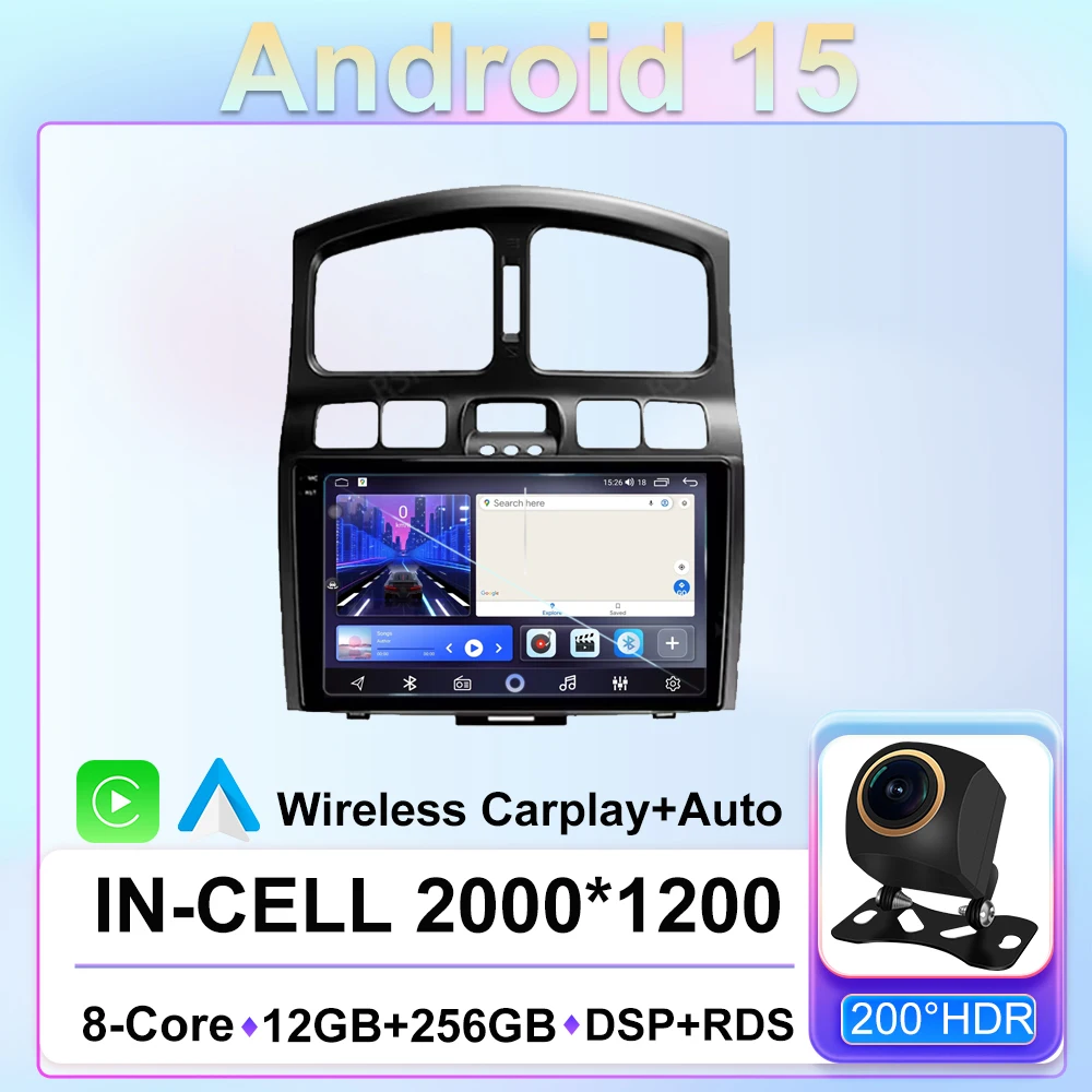 

Android 5G WIFI For Hyundai Classic Santa Fe 2000-2004 JAC S1 (Rein) 2005-2015 Car DVD Radio BT GPS Navigation 2din QLED AUTO