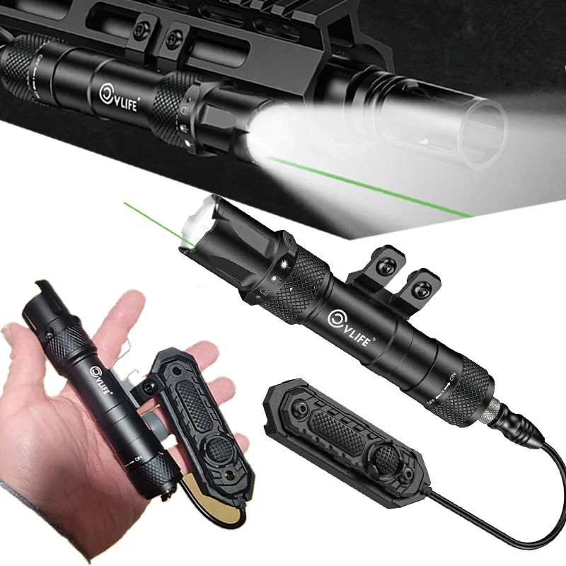 

1900 Lumens Tactical Laser Light Combo for Rifle Compatible with M-Rail Strobe Mode Remote Pressure Switch Rechargeable