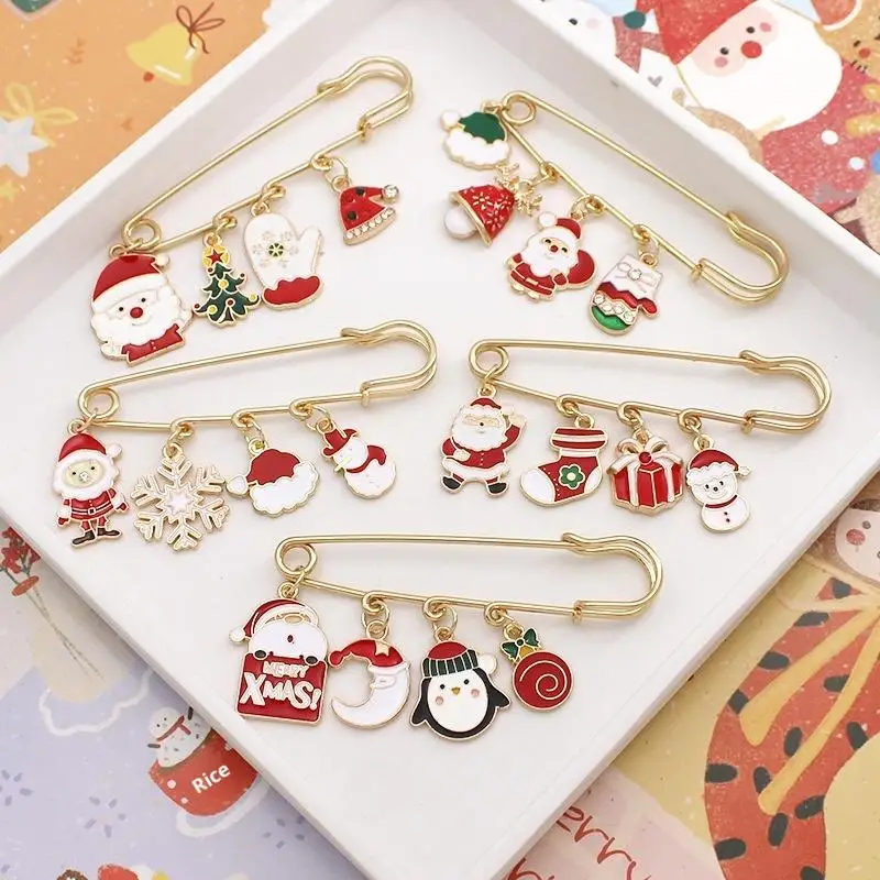 سلسلة عيد الميلاد دبابيس معدنية الكرتون سانتا كلوز شارات الملابس والاكسسوارات دبابيس هدايا عيد الميلاد #1