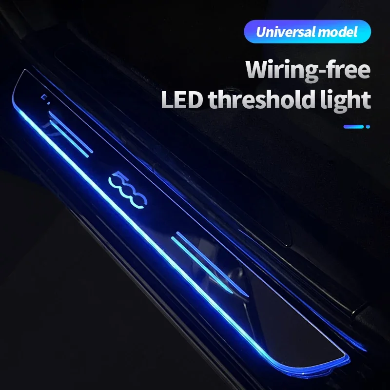 Car Acrylic LED Welcome Pedal Plate Door Sill Pathway Light For Fiat 500 500e ABARTH PANDA PUNTO SEICENTO SIENA ARGO BRAVO IDEA