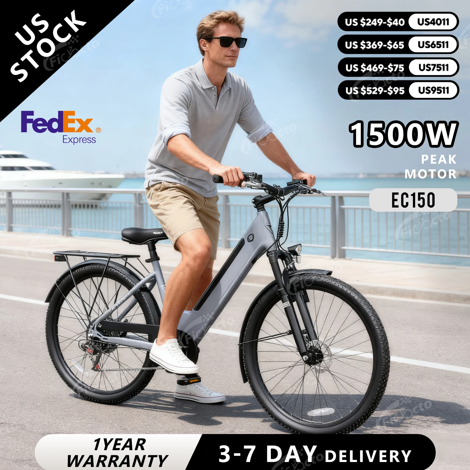 

QNUT Electric Bicycle EC150 Adults E-Mountainbike with 48V Battery 500W Peak 26 Inch Electric Bike 7-Speed Commuter City E bike