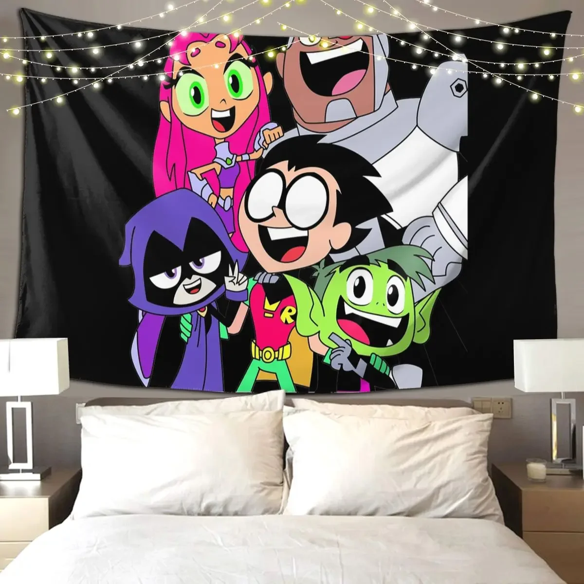 Teen Titans Picture Tapestry Hippie Wall Hanging Aesthetic Home Decoration Tapestries for Living Room Bedroom Dorm Room