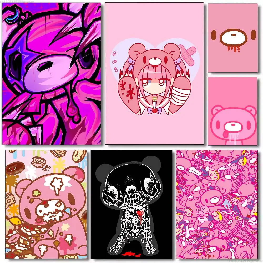 

Kawaii G-Gloomys Pink Bear new group Poster HD home decor sticky wall waterproof home living room bar aesthetic decor