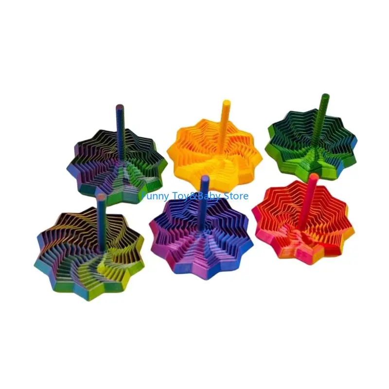

6PCS Hexagonal Finger Spinner Stress Relief Toy Printed Pocket Size Rotating Gyroscope Sensory Mindfulness Gadget Toy C90B
