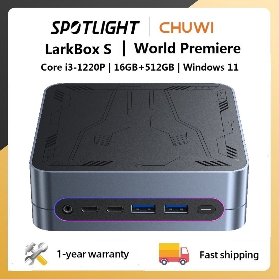  CHUWI LarkBox S Mini PC Core 1220P 16GB RAM 512GB SSD Gaming PC UHD Graphics Desktop Computer Windows 11 With RGB Light 