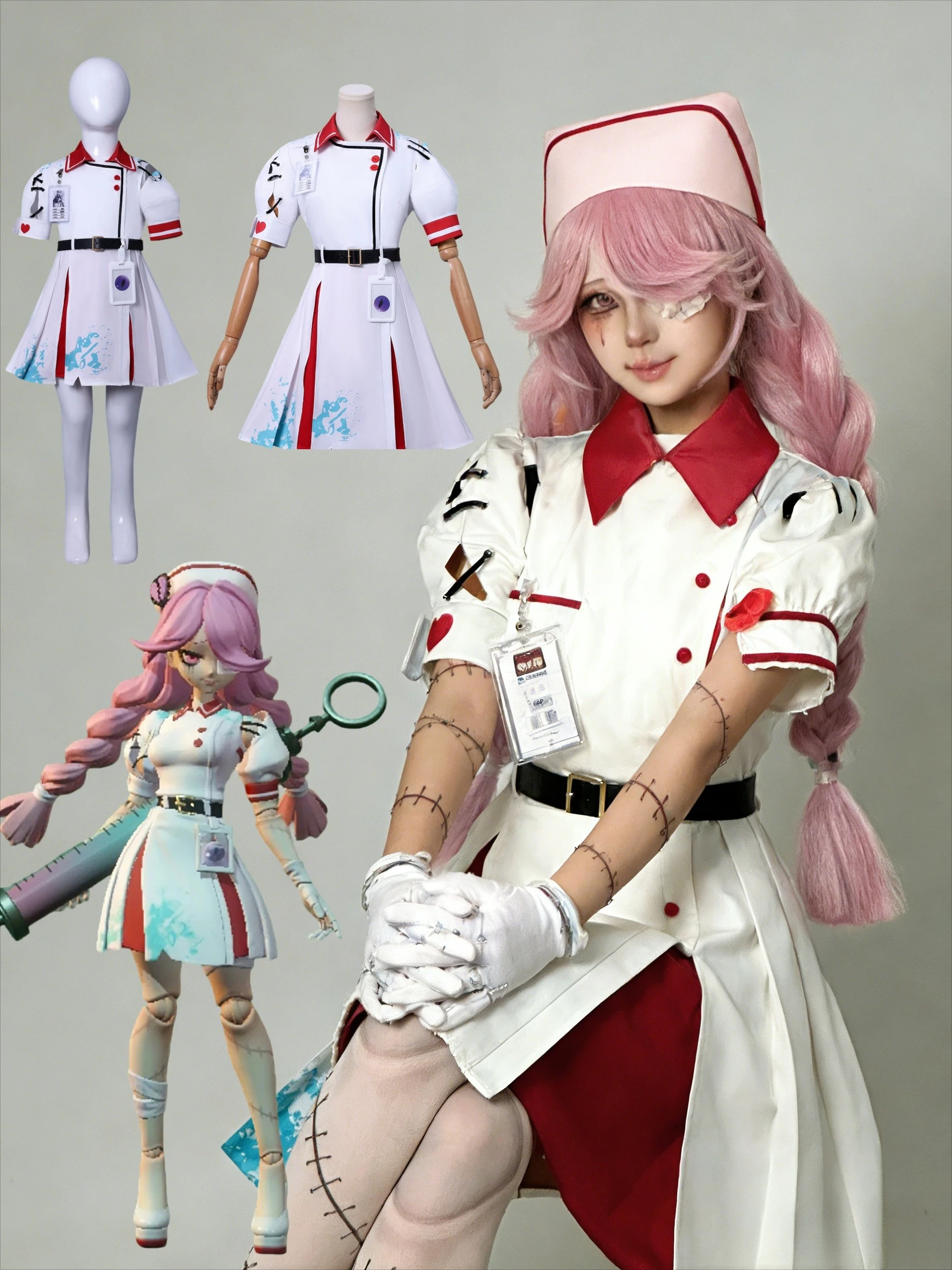 

Костюмы для косплея Game Eggy Party Heather, белый костюм медсестры, женское платье горничной, костюмы для ролевых игр на Хэллоуин, Рождественскую вечеринку