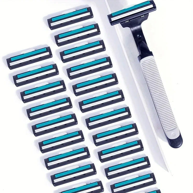 Vintage 2-layer Manual Razor Set, 1 Handle With 12/36 Refills, Stainless Steel Manual Shave Razors For Daily Face Care