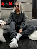 Autumn Women's Tracksuit with Zipper Cotton Oversize White Casual Two Piece Set Women  Classic Sports Trouser Suits for Women - Image 4