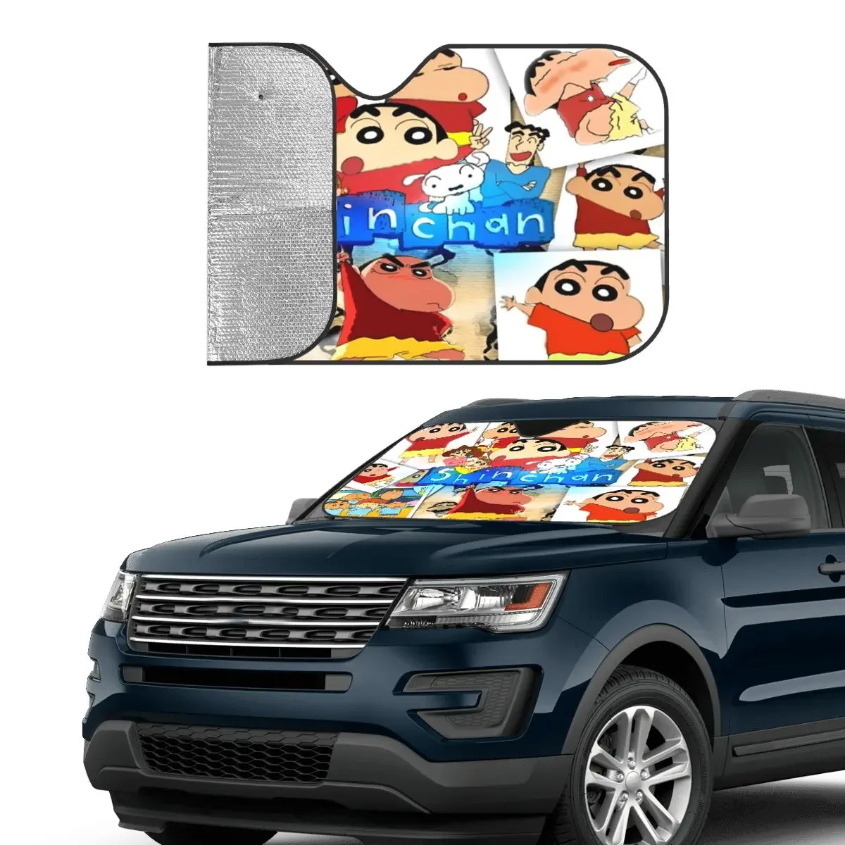 S-Shinchan Manga Novelty Sunshade Windscreen 76x140cm Japanese Aluminium Foil Car Window Windscreen Cover Sunscreen Curtain