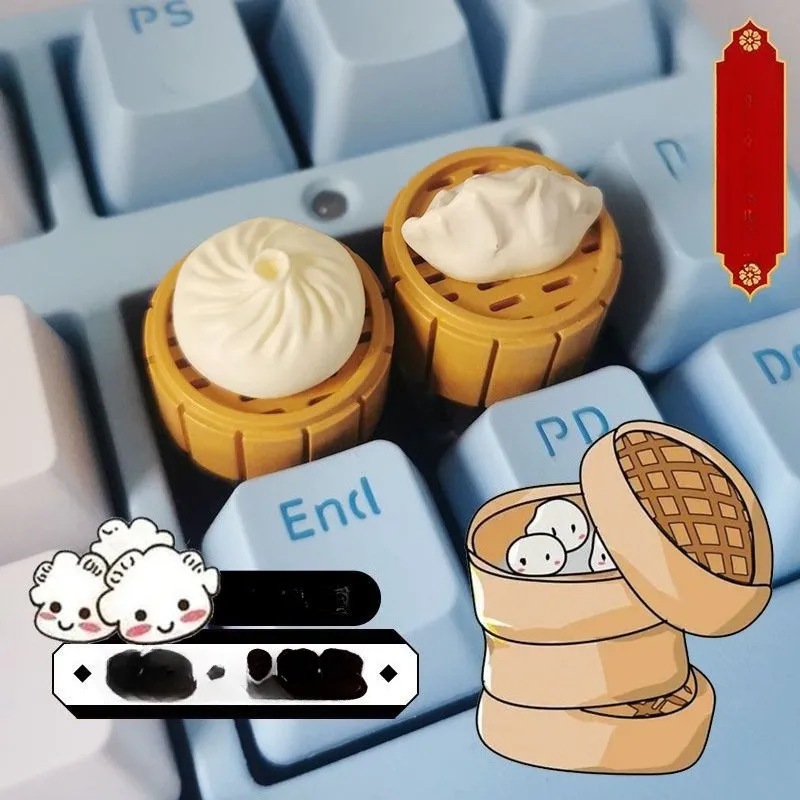 

Personalized Steamed Bun Dumpling Mechanical Keyboard Special Keycaps Customization Transparent 3D Magnetic Keycaps Decoration