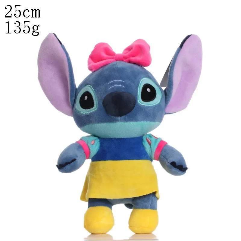 25CM Disney Cartoon niebieski różowy ścieg pluszowe lalki Anime zabawki Lilo i Stich Stich pluszowe zabawki prezenty świąteczne dla dzieci