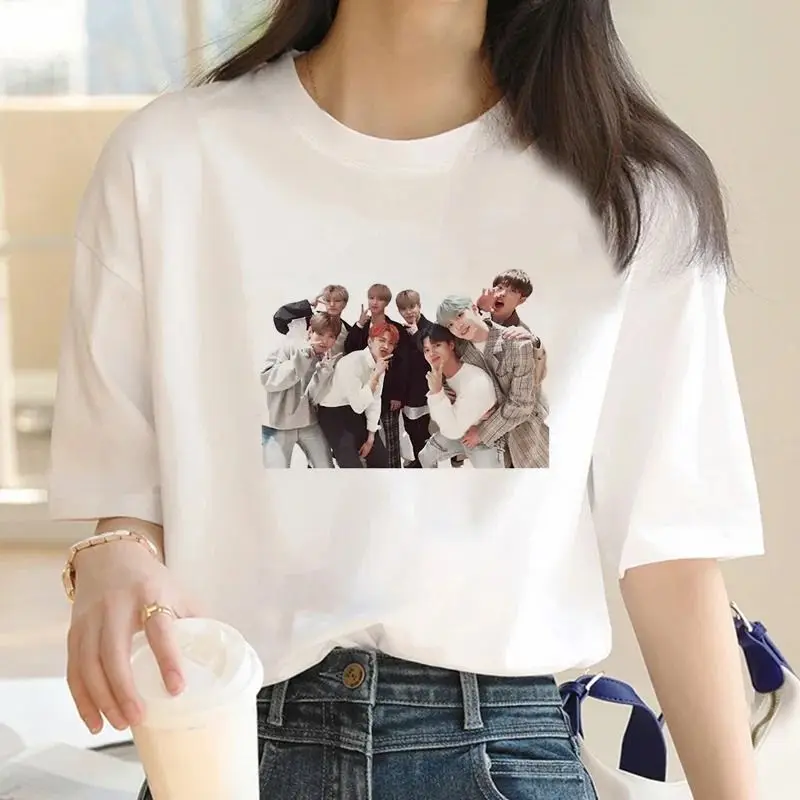 K-pop Printing T-Shirts Fashion Women Harajuku Aesthetic Clothes Short Sleeve Summer Tees Casual Korean Female Tops O-Neck Shirt