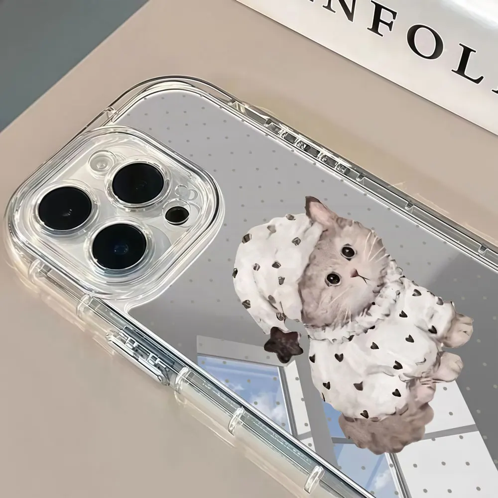 Cute Cat Pajamas Phone Case For iPhone 16 15 18 17 13 12 11 14 Pro Max X XS XR 7 8 15 16 Plus Air Shockproof Silicone Soft Cover view 3