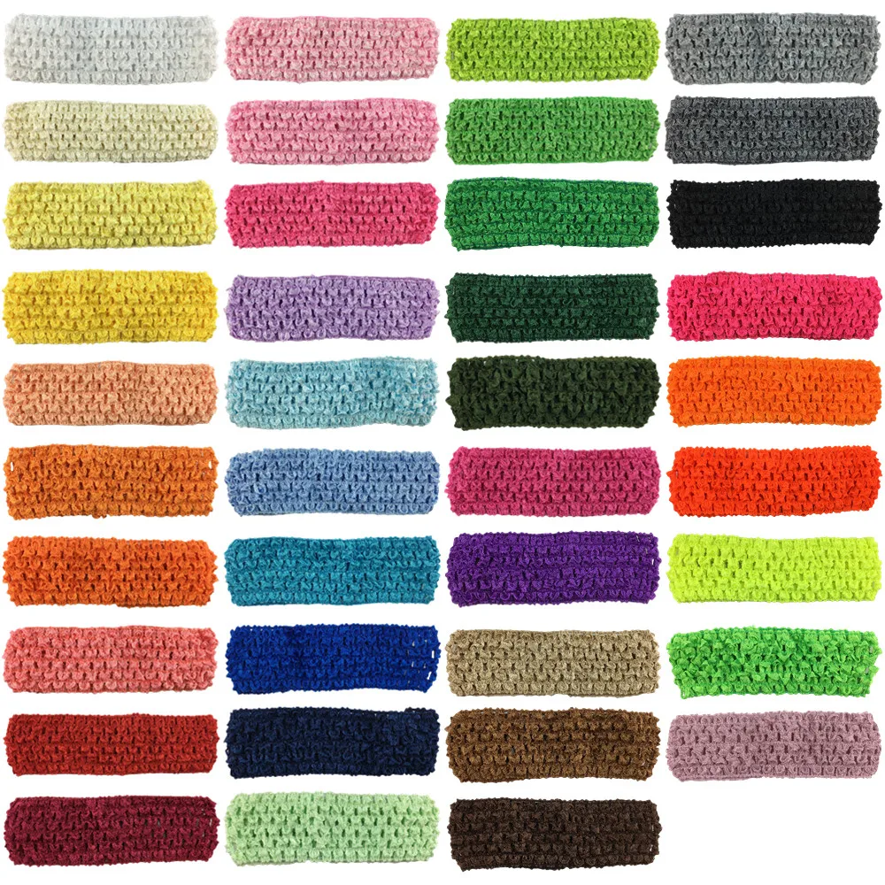 50PCS 1.5 Inch Elastic Crochet Holes Headbands Girls Waffle Knitted Hair Band DIY Crafts Baby Kids Children Accessories FD099