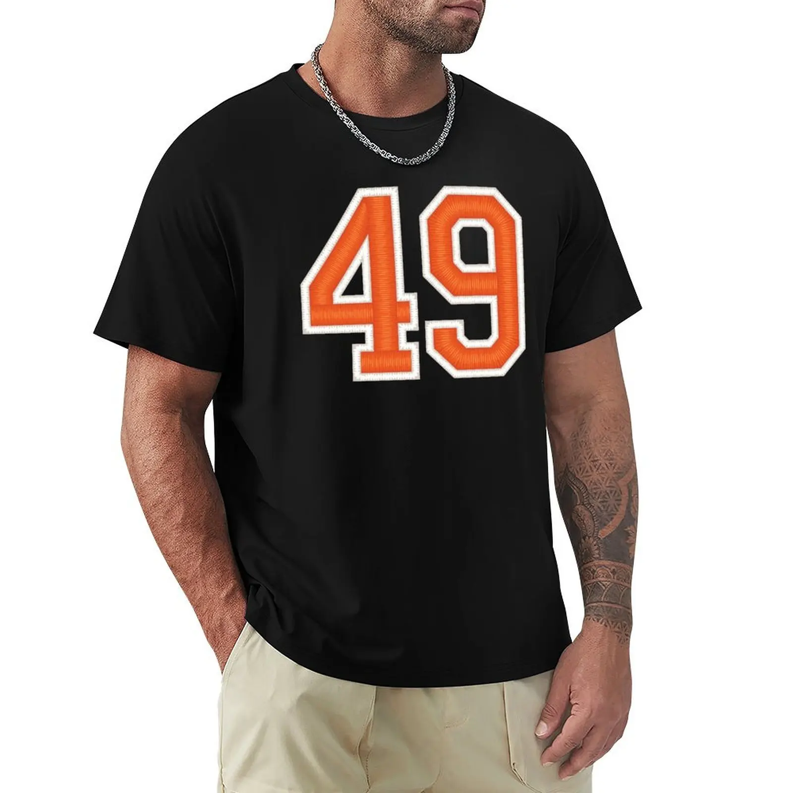 Sports Number 49 Jersey forty-nine Orange T-shirt summer clothes summer top blanks plain mens workout shirts