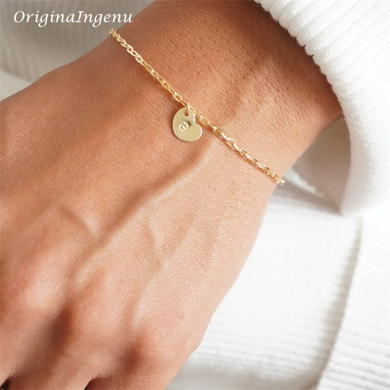 14K Gold Filled Tiny Heart Bracelet Personalize Charm Bracelet Initial Bracelet Tarnish Resistant Custom Initial Jewelry