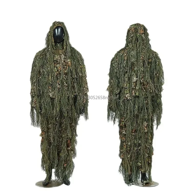 3D Maple Leaf Mixed Wool Silk Ghillie Suit Outdoor Hunting Maple Leaf Spliced Wool Silk Suit Military Fan Training Uniform