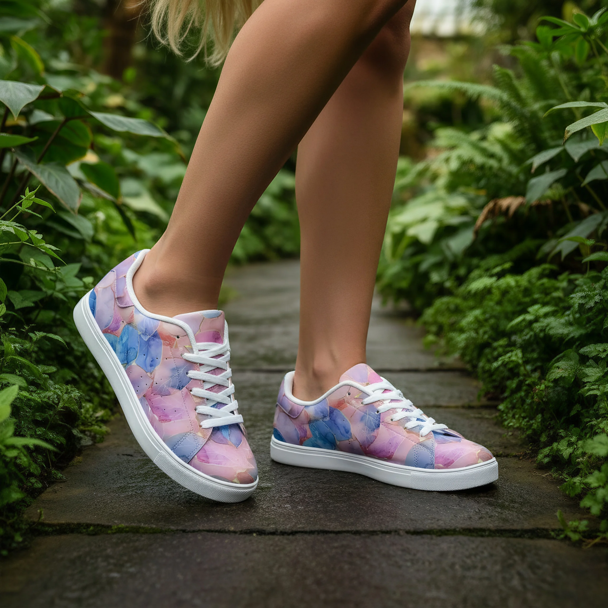 

Pink Leaf Gold Thread Youthful Casual Sports Shoes Fashion Shoes White Shoes Sport Shoes campus sneakers For Woman