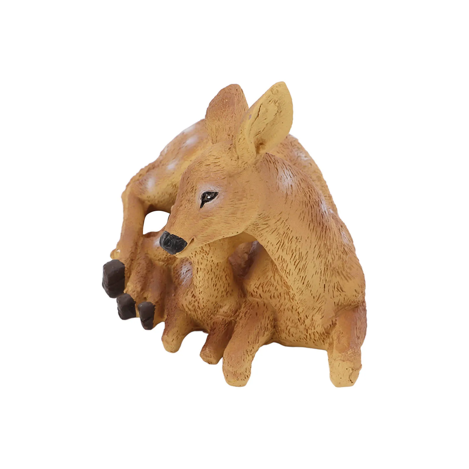 Resin Deer Figurine Ornaments Hand Painted Coating Treatment Vivid Details Lovely Deer Statue for Home Garden Decoration