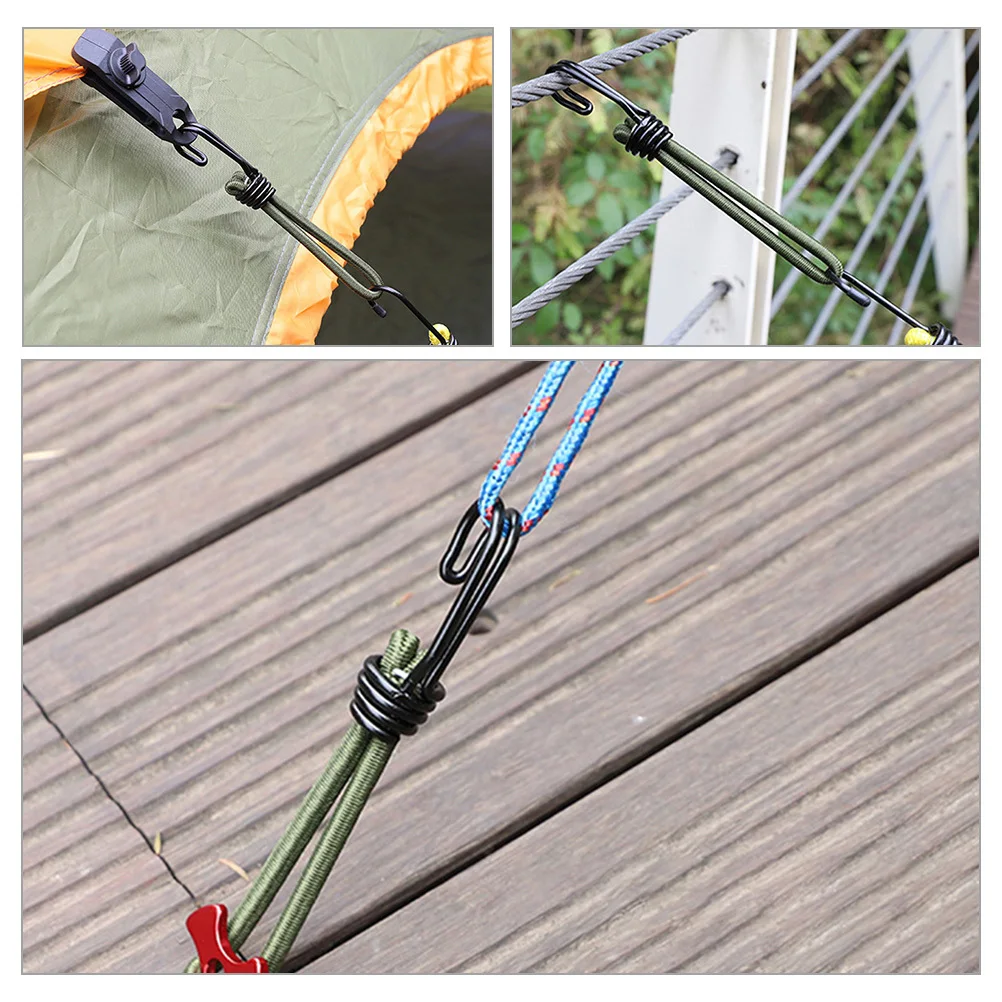 

6Pcs Camping Tent Elastic Cord Adjustable Tightening Buckles Tent Fixing Hooks Outdoor Accessories Camping Hook