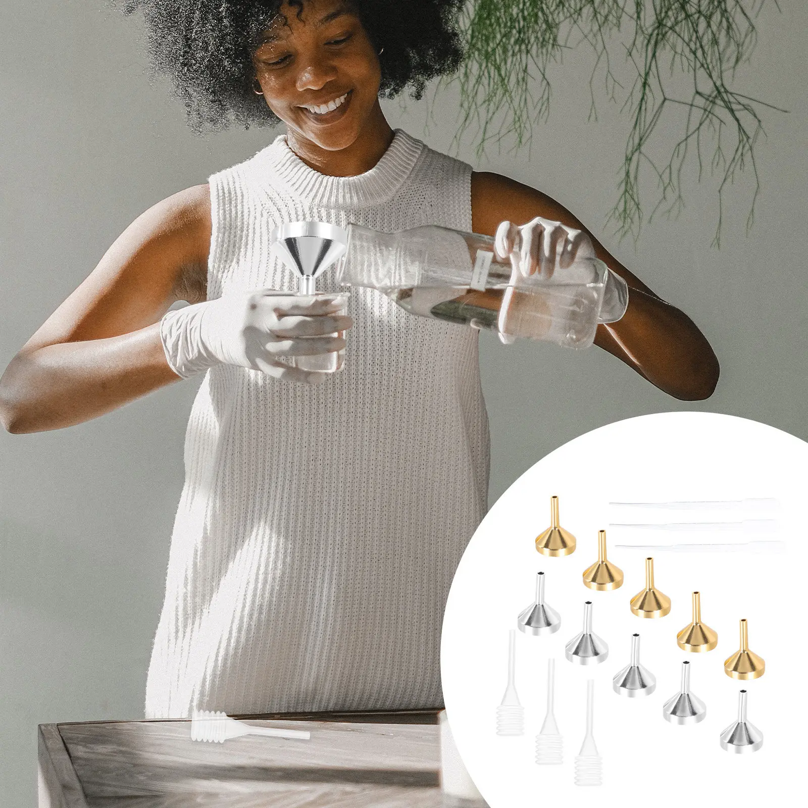 1Set Small Sturdy Aluminum Oxide Funnel Portable Filling Perfume Essential Oil Transferring Mini Funnel Multi-Function Liquid