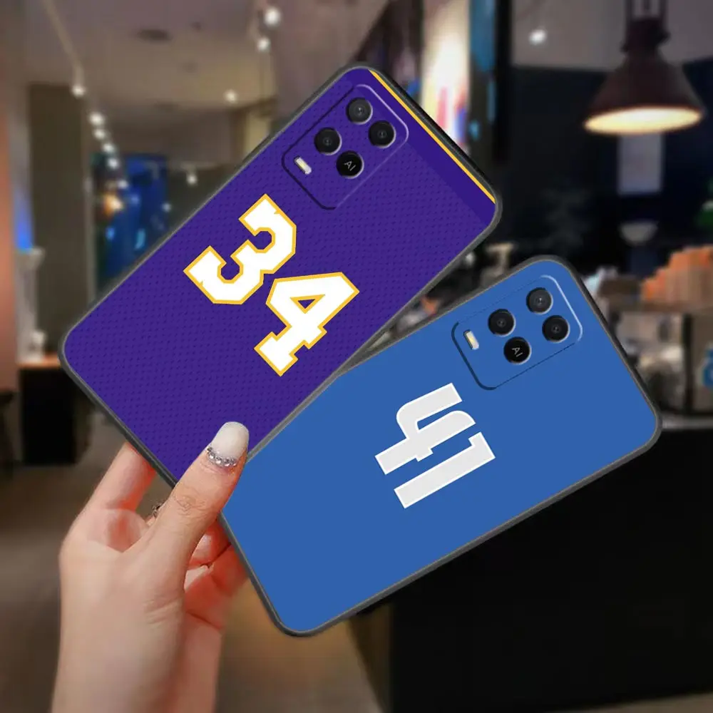 Case For OPPO A94 A93 A83 A79 A78 A76 A74 A73 A71 A59 A57 A55 4G A53 5G A33 A17 A16 A15 Case Basketball Uniform Number 23 24