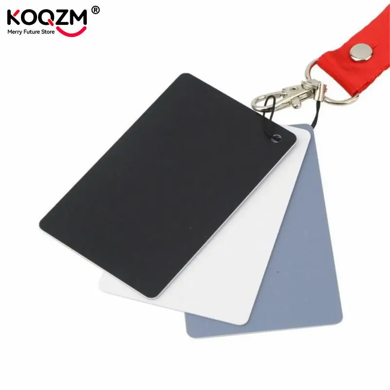 3 In 1 White Black Grey Balance Cards 18 Degree Gray Card S Size With Neck Strap Photography Accessories For Digital Cameras