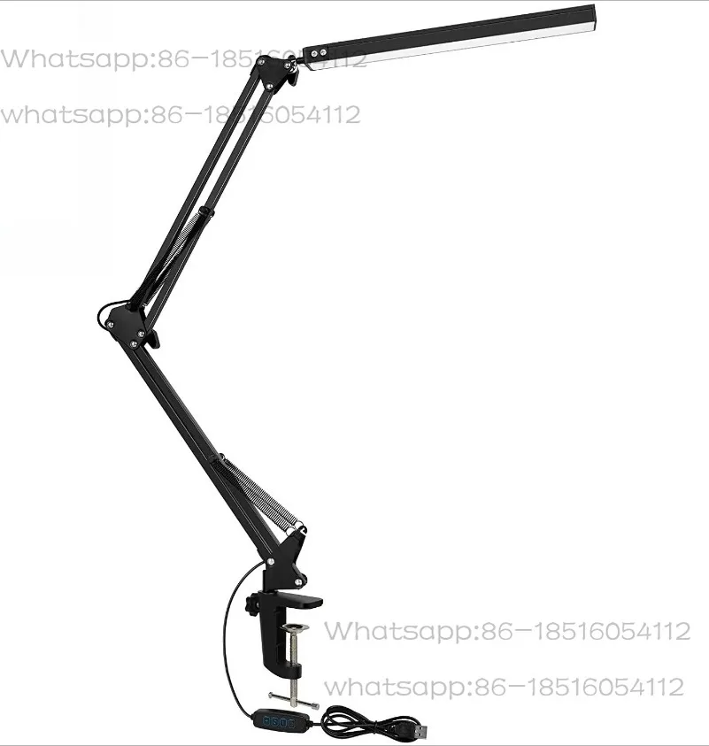 Светодиодная настольная лампа с зажимом, настольная лампа с регулируемым поворотным кронштейном 10 Вт, настольная лампа с регулируемой яркостью 10 уровня, 3 режима освещения