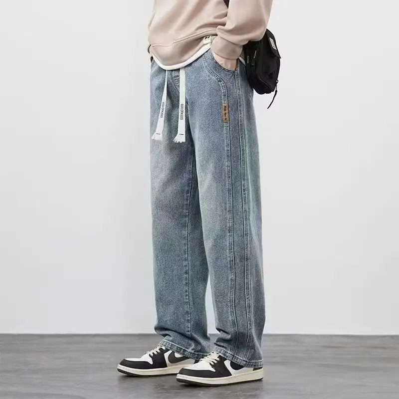 

Spring And Summer Men'S Jeans Straight Leg Loose Wide Leg Pants Korean Version Black Jeans Casual Long Pants
