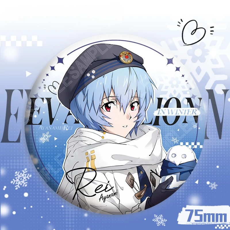 75mm 에반게리온 Tinplate 핀 라운드 배지 아스카 애니메이션 캐릭터 버튼 브로치 옷깃 배지 배낭 의류 쥬얼리 팬을위한 선물