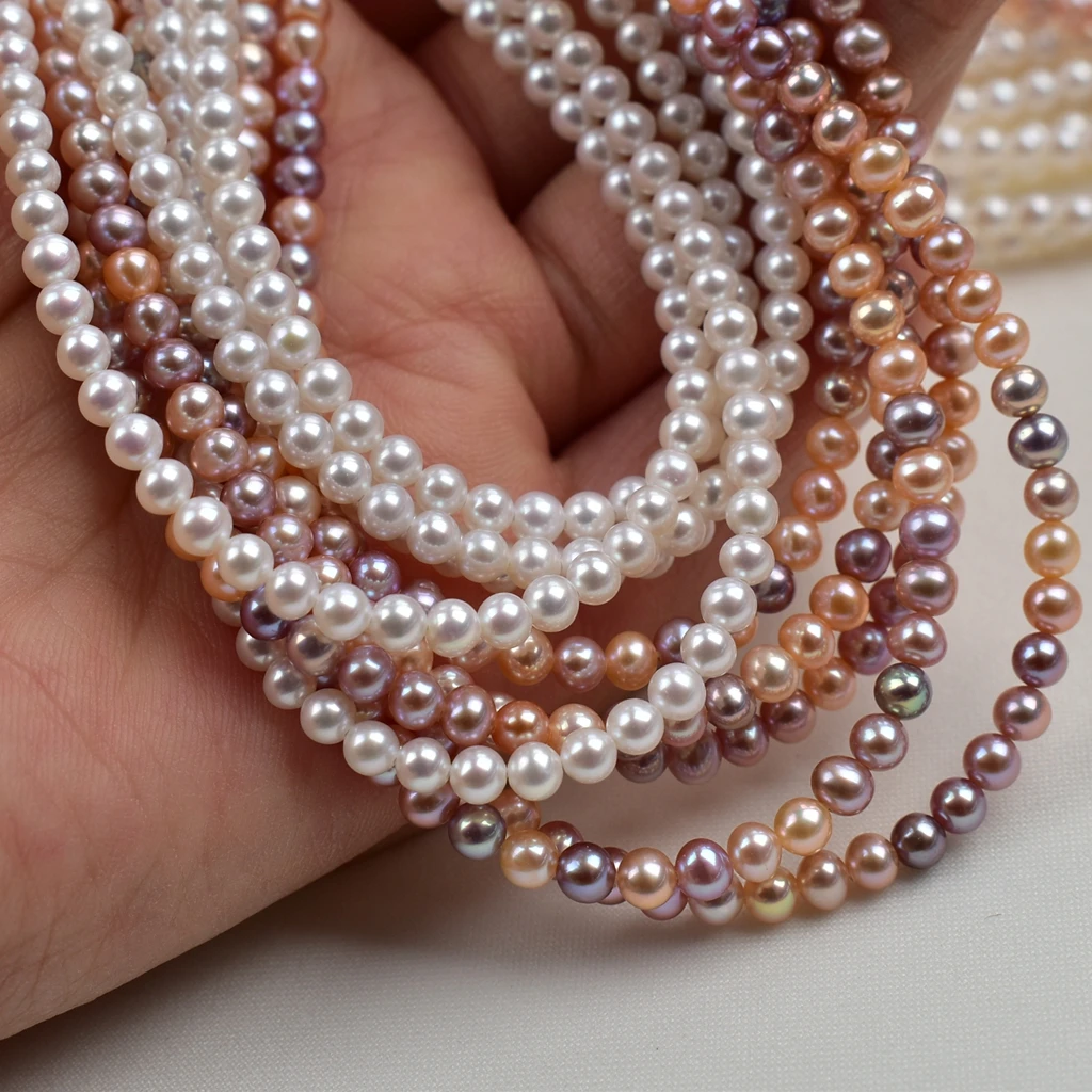 

Mini 1-Row Necklace AAAA4-4.5mm Natural South Sea Round Pearl Necklace 18in-925s