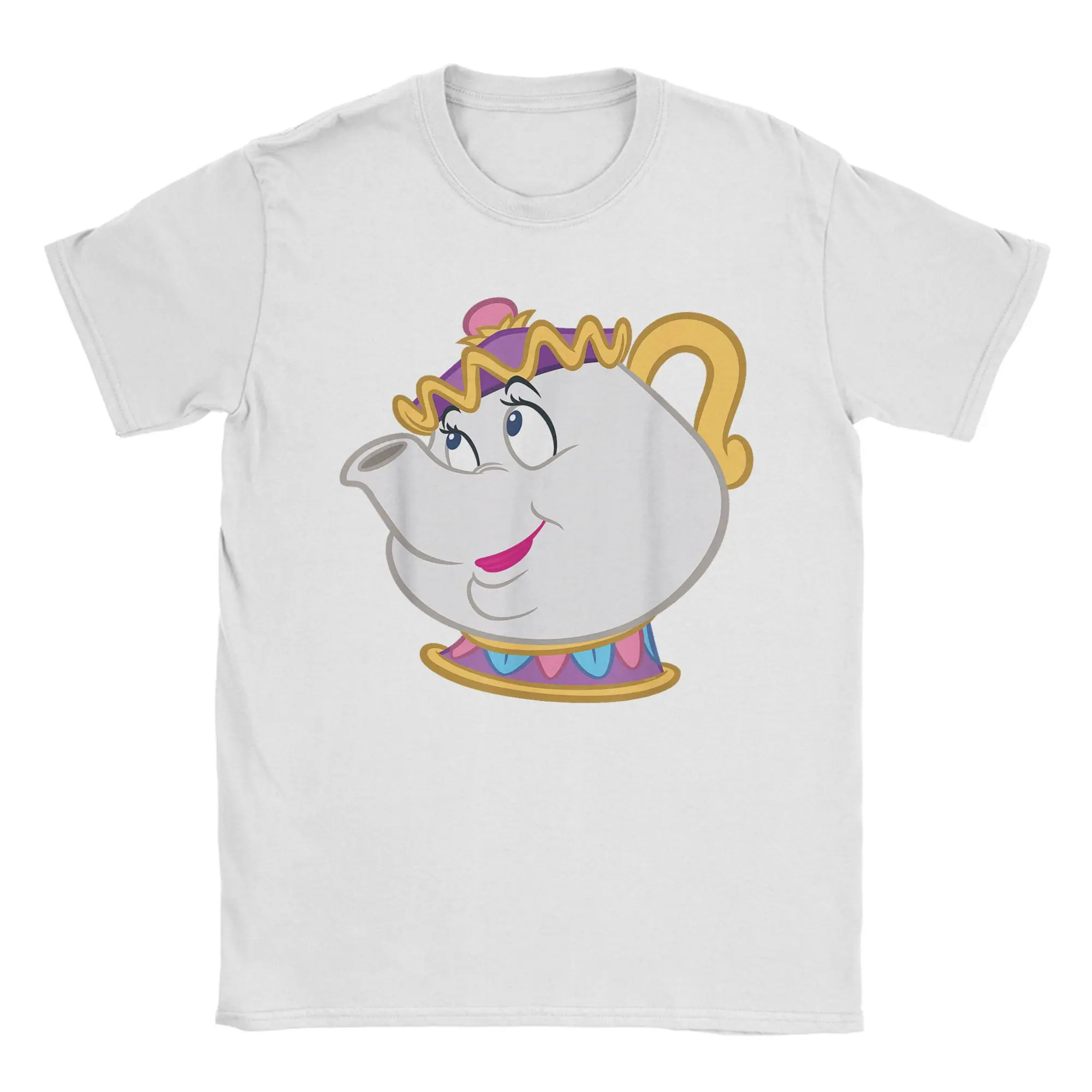 Beauty and The Beast Mrs. Potts Big Face Costume Cotton T Shirt For Men Summer  Streetwear T-Shirts Tees Oversize Wholesale Tops