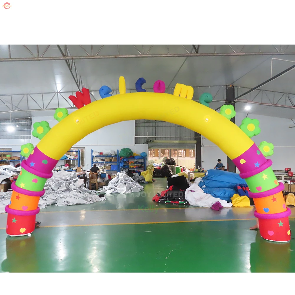 Fast Door Shipping 5m/6m/8m Inflatable Gantry Arch with Logo Happy Birthday Party Event Inflatable Welcome Archway with Blower