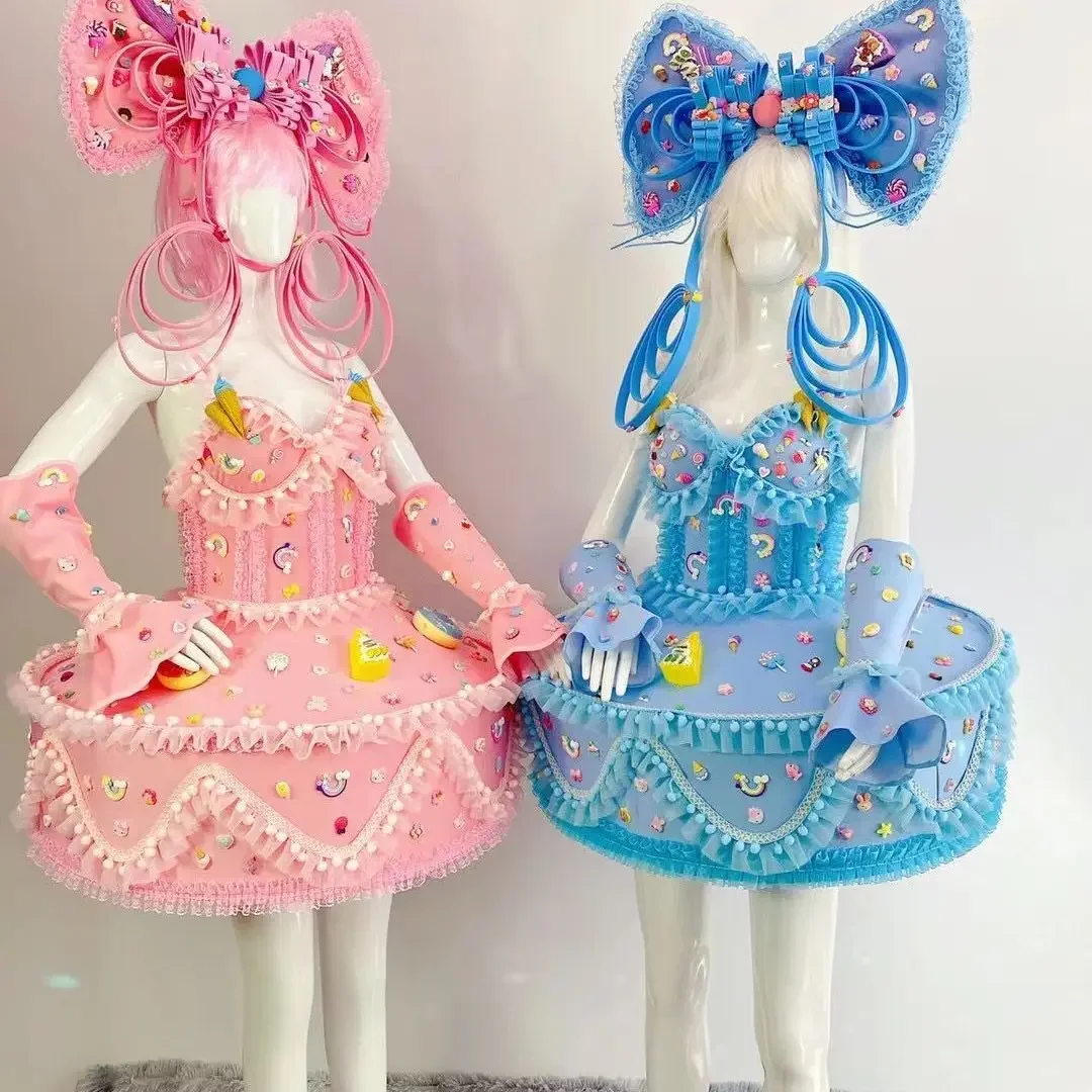 Lovely bow headdress Sweet Cake Dress pinkycolor Paradise parade performance bar nightclub Children's Day costumes