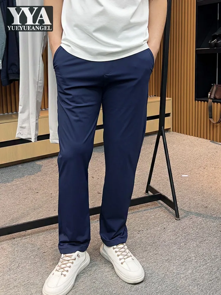 

Men Summer Casual High Elasticity Breathable Quick Drying Pant Outdoor Lightweight Full Length Pants Straight-Leg Long Trousers