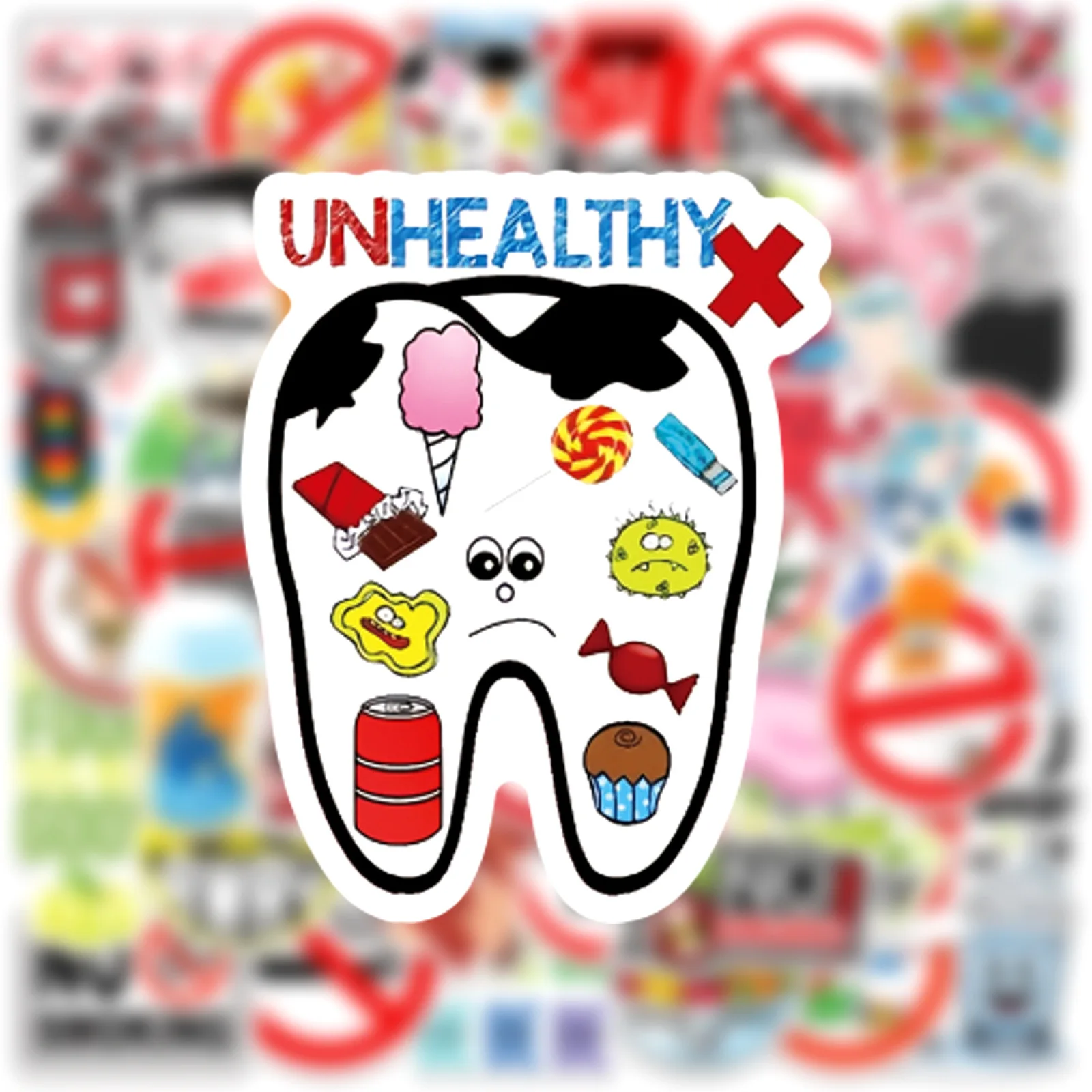 50PCS Kreative Schützen Gesundheit Hinweis Wasserdicht Cartoon Aufkleber Dekoration DIY Notebook Mobile Gitarre Wasser Tasse Koffer Graffiti