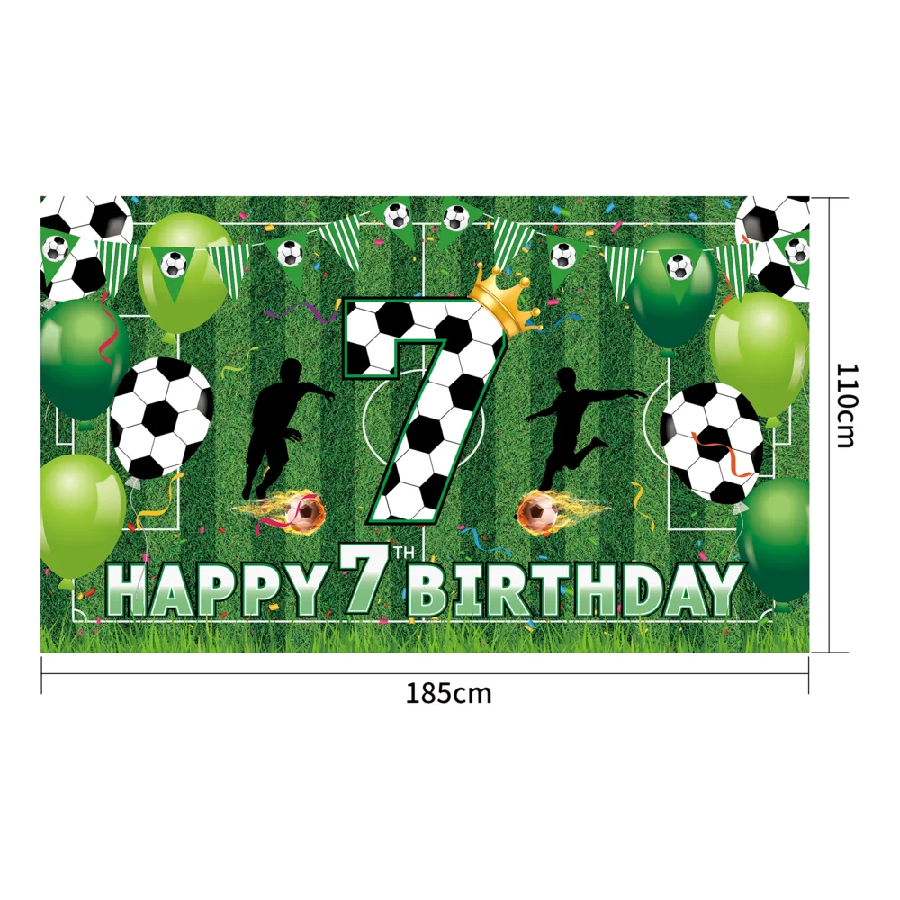 Fondo de feliz cumpleaños de fútbol, estadio de fútbol, decoraciones para fiesta de cumpleaños para niños, fondo, mesa de pastel, pancarta, accesorios de fotografía