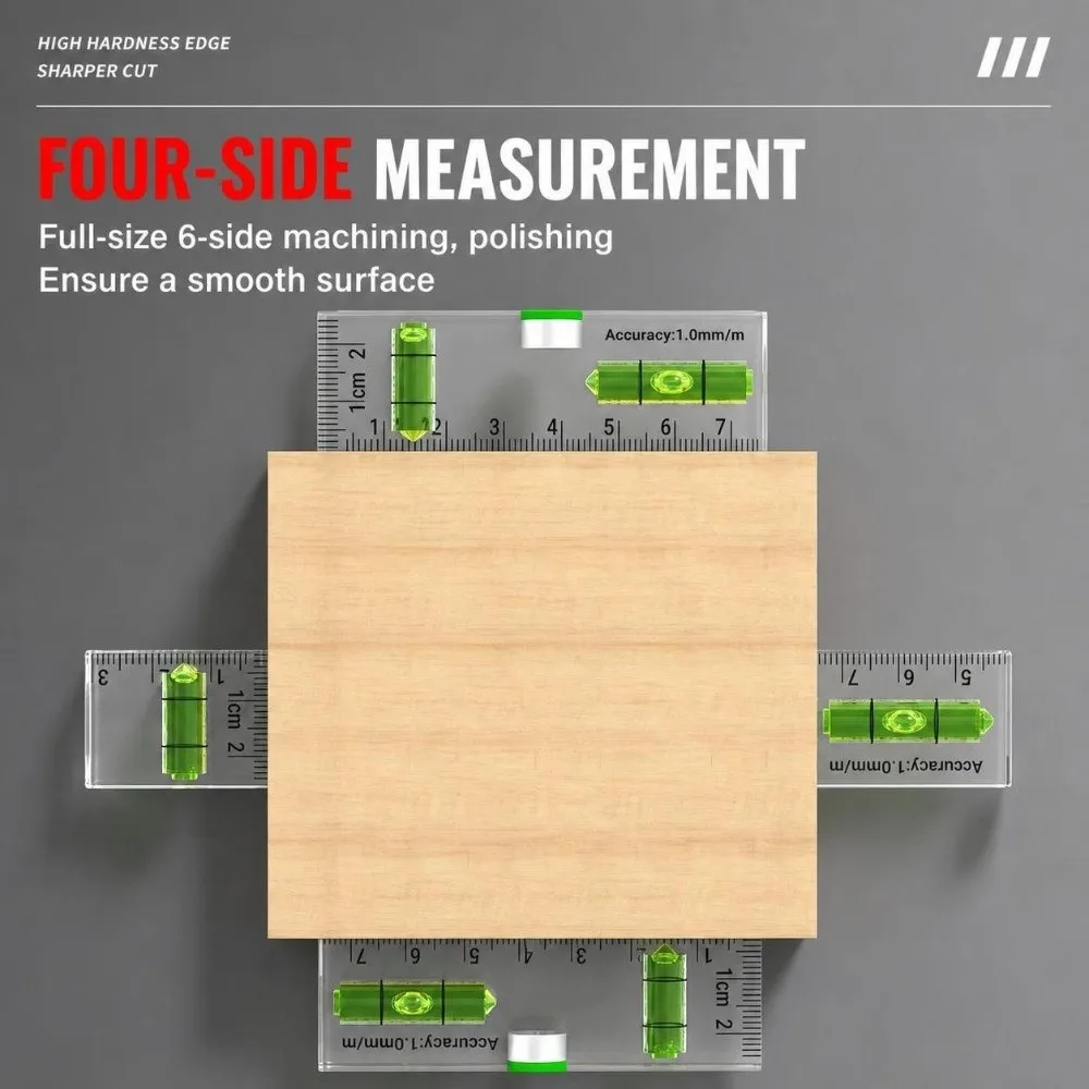 1PC Acrylic Mini Level Ruler Transparent Magnetic Spirit Level High Precision Horizontal Vertical Angle Measuring Tool