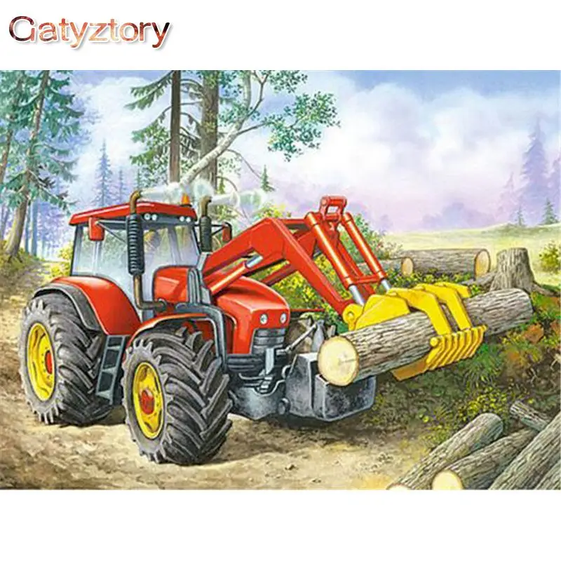 

GATYZTORY 40x50cm Painting by numbers Scenery Handmade Adults crafts Excavator DIY Pictures by numbers Wall art Home decor