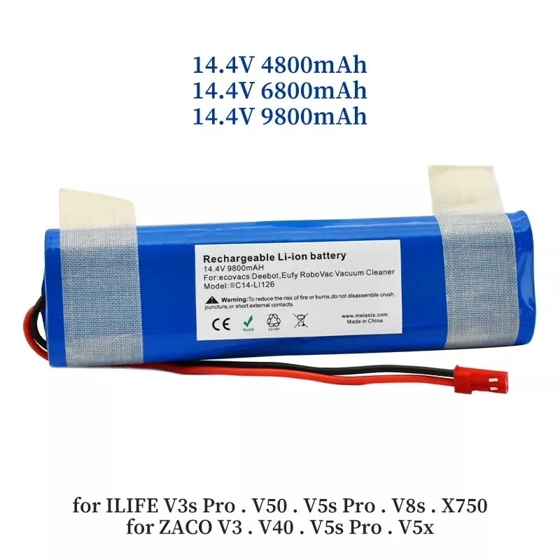 14,4 V 6800mah 18650 литиевая батарея для ILIFE V3s Pro, V50, V5s Pro, V8s, X750 Аккумулятор для робота-пылесоса