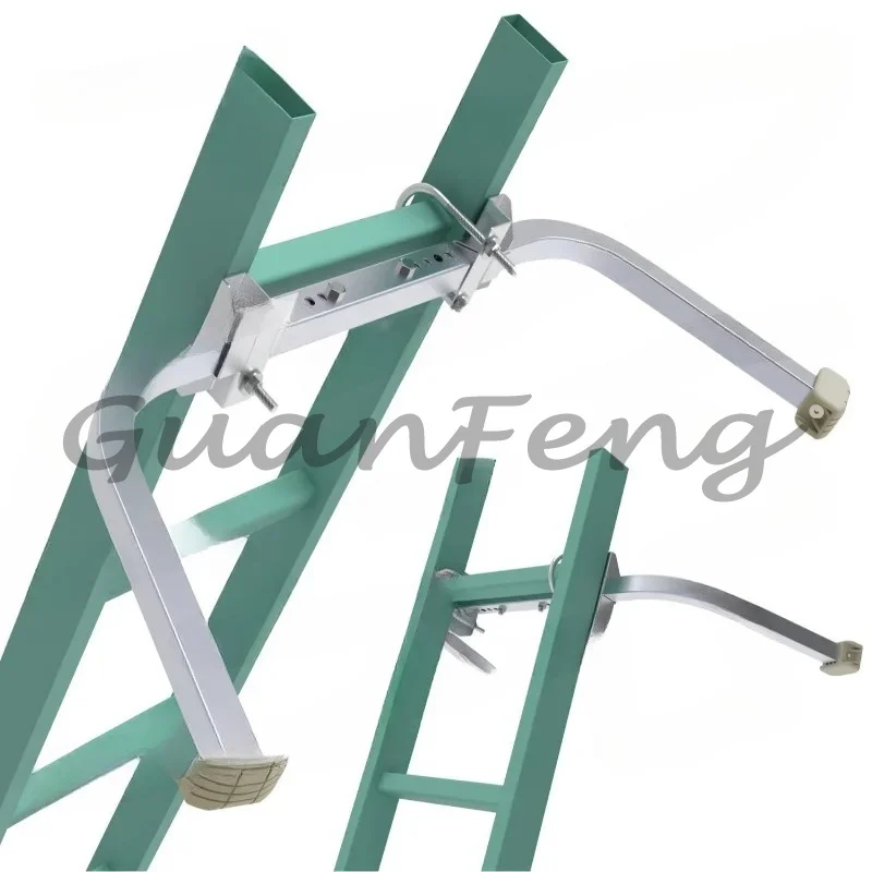 Extended ladder stabilizer attachment for roof gutters and walls