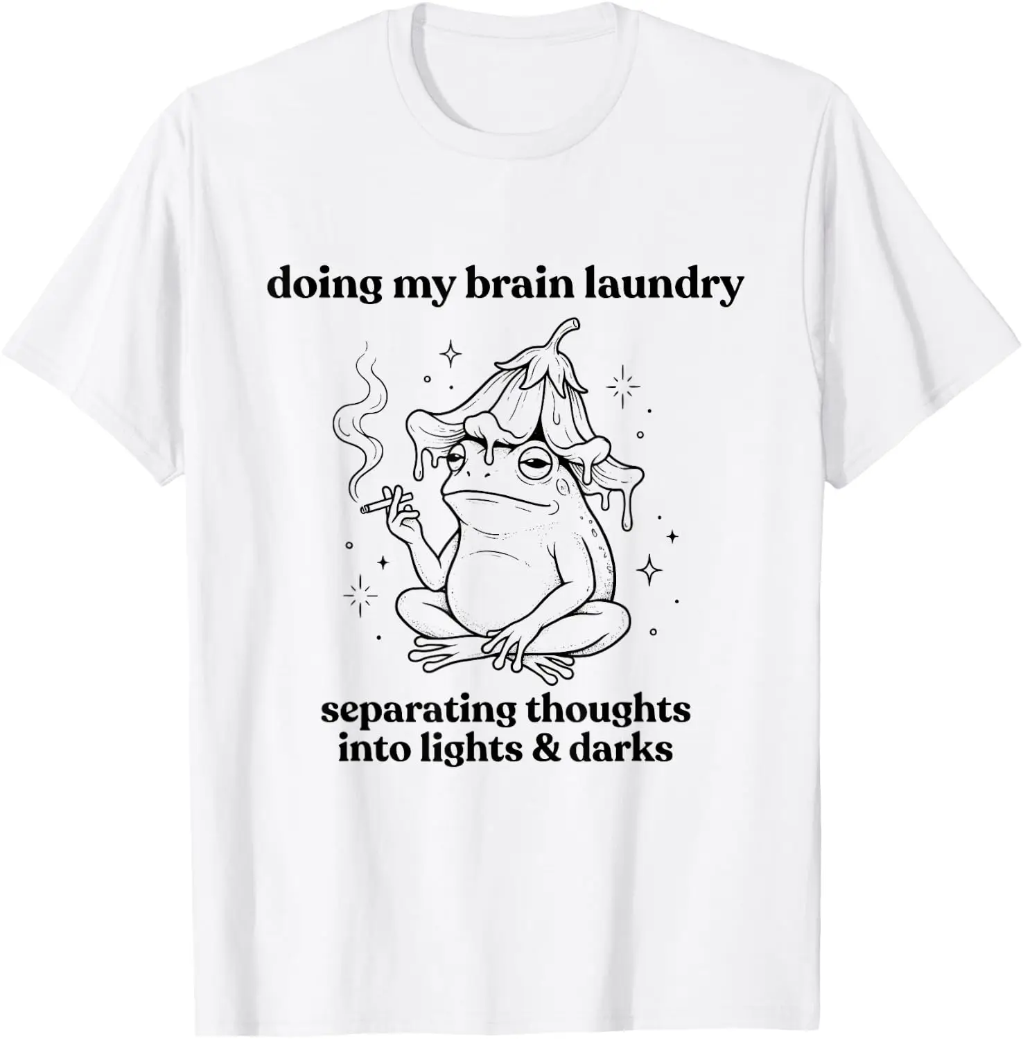 Mental Health Funny Frog Quote Doing My Brain Laundry T-Shirt 100% Cotton Trendy Y2K Short-Sleeve Tee – Soft, Quick-Drying, & Moisture-Wicking; Ideal for Sports or Casual Wear; Great Gift for Christmas or Halloween.