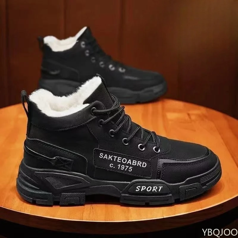 Fashionable versatile workwear high top men's shoes autumn winter new items men's cotton shoes warm casual anti slip snow boots view 2