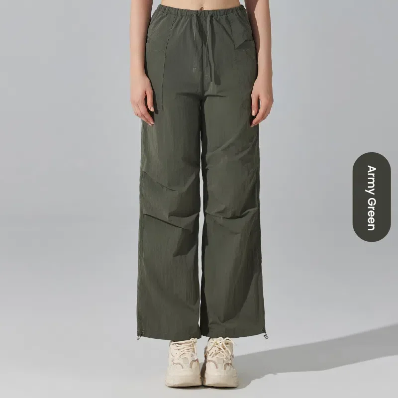 กางเกงกันน้ำสำหรับผู้หญิง เหมาะสำหรับเดินป่า โยคะ กางเกงวอร์มเอวสูง ขากว้าง แฟชั่น ชุดออกกำลังกาย เสื้อผ้าผู้หญิง