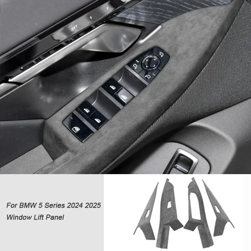 

Alcantara Overlay Car Central Console Gear Shift Panel Window Glass Lifting Frame Armrest Cover For BMW 5 Series 2024 2025 G60