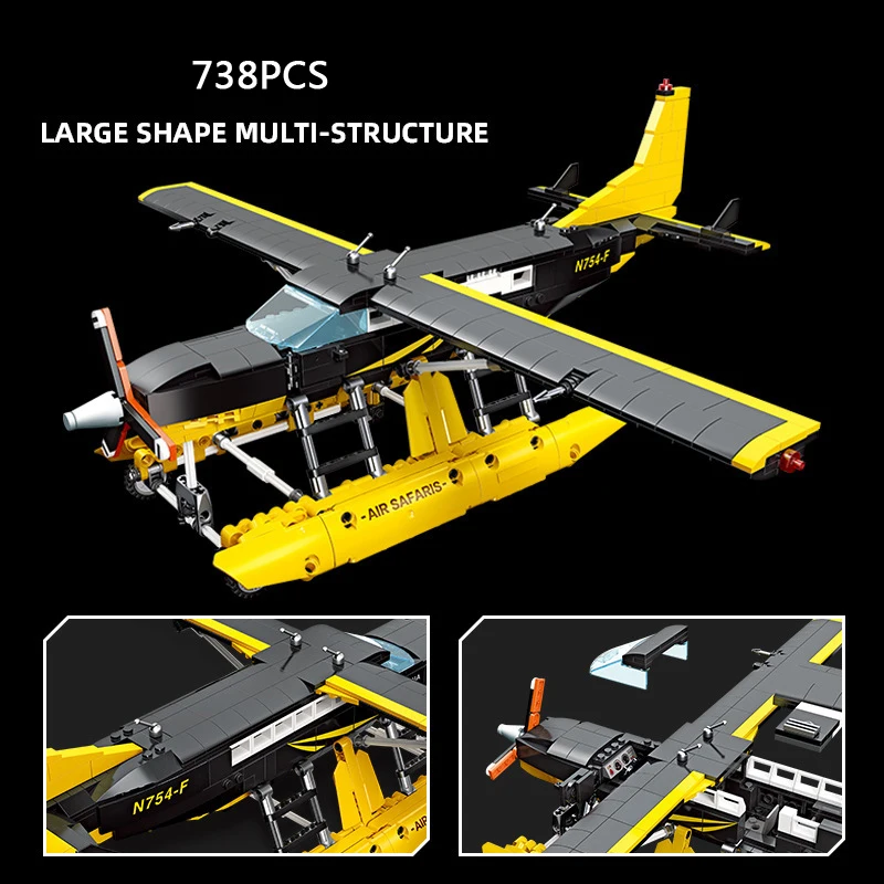 United States Modern Vehicle Cessna 208 CARAVAN Plane Model Multipurpose Light Aircraft Build Block Figures Airplane Bricks Toys