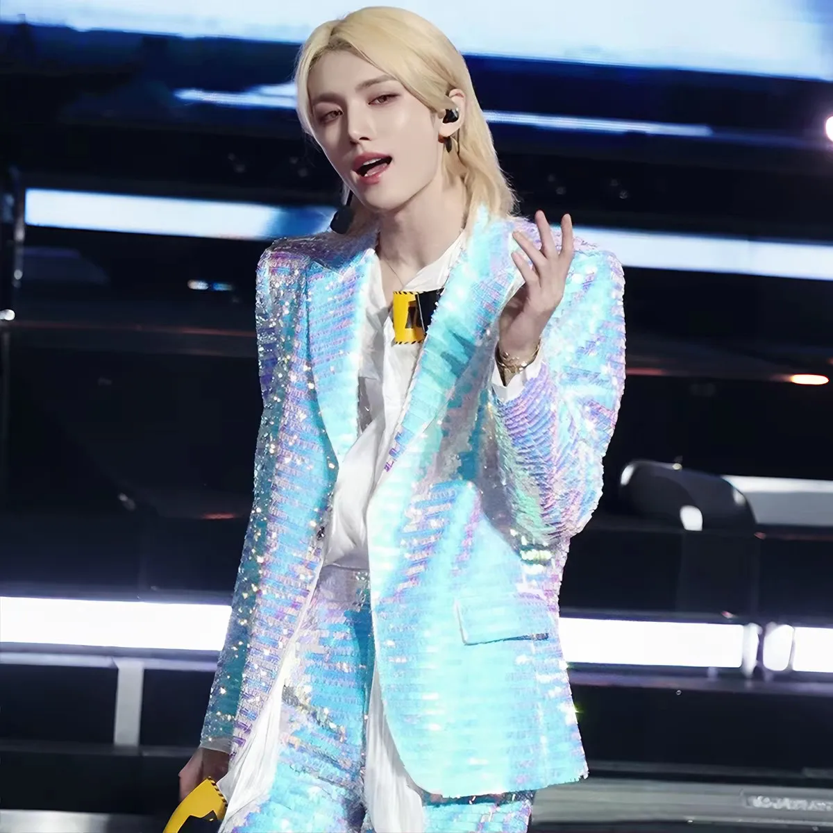 Men's Stage Performance Sequin Suit Shiny Glitter Blazer Pants 2 Piece Set Singer Concert Guest Host Costume Party Show Outfit