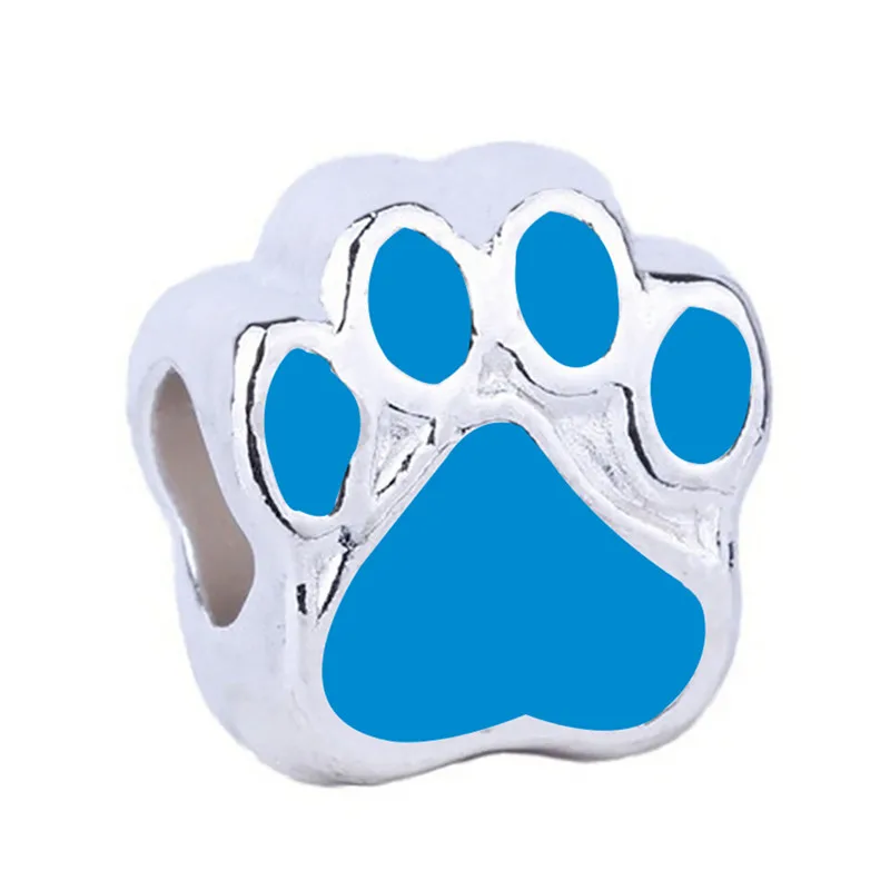 10 STKS Emaille Poot Voetafdruk Kralen Zinklegering Hond Kat Print Spacer Kralen Armband Sieraden Maken Accessoire